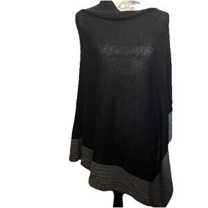 Celeste‎ Poncho Sweater Colorblock Cape Wool Cashmere Asymmetric One Size